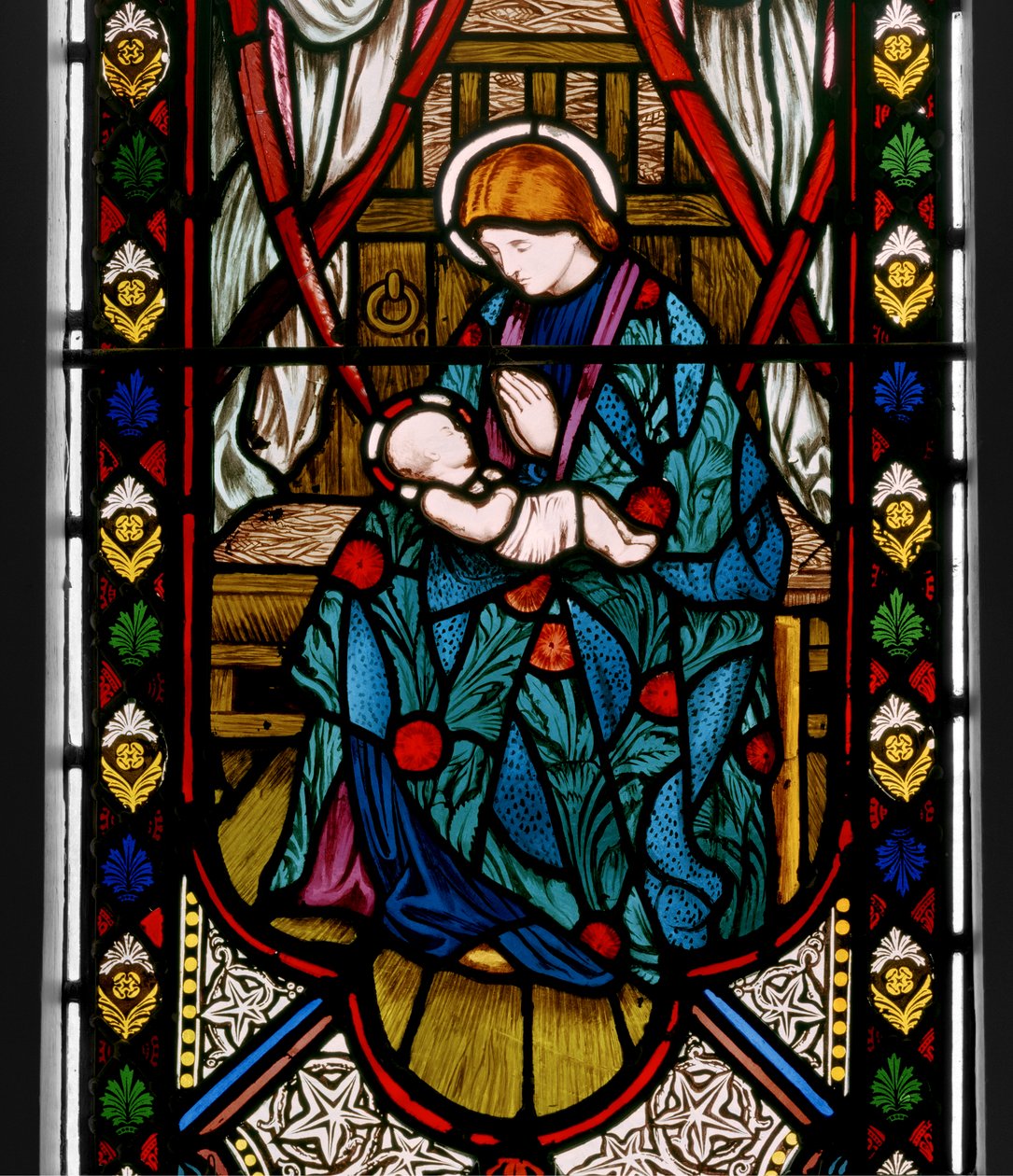 Madonna og barn, 1863 (farvet glas) af Henry Holiday