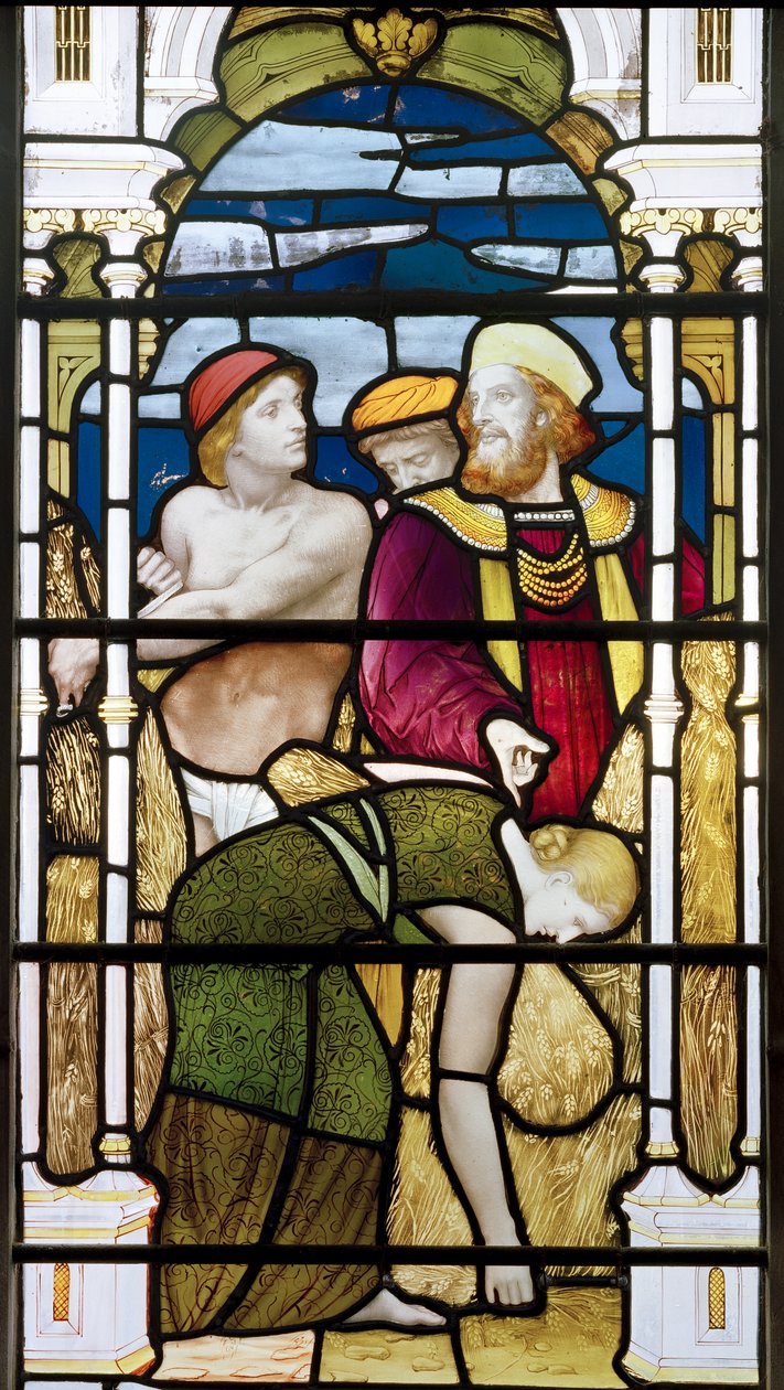 Ruth Gleaning, 1881-83 (farvet glas) af Henry Holiday