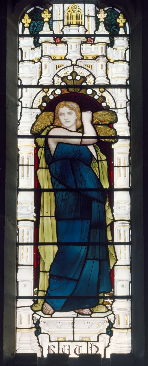 Ruth med majs, 1881-83 (farvet glas) af Henry Holiday