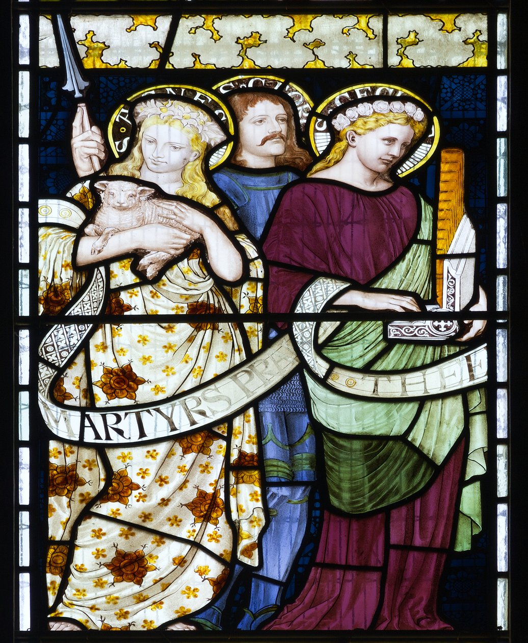 St. Cecilia, St. Agnes & St. George, ca. 1872 (farvet glas) af Henry Holiday