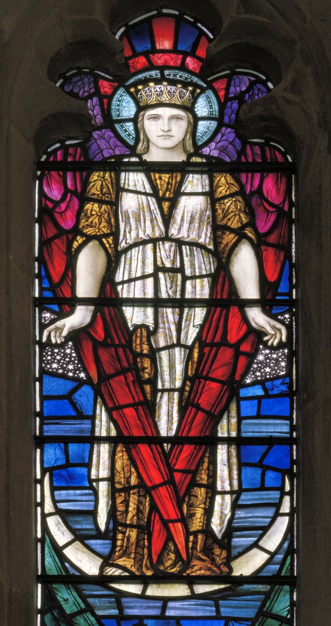 Yeovil, St John The Baptist, Lowndes & Drury, Henry Holiday, The Angel of Victory, 1917-18 af Henry Holiday