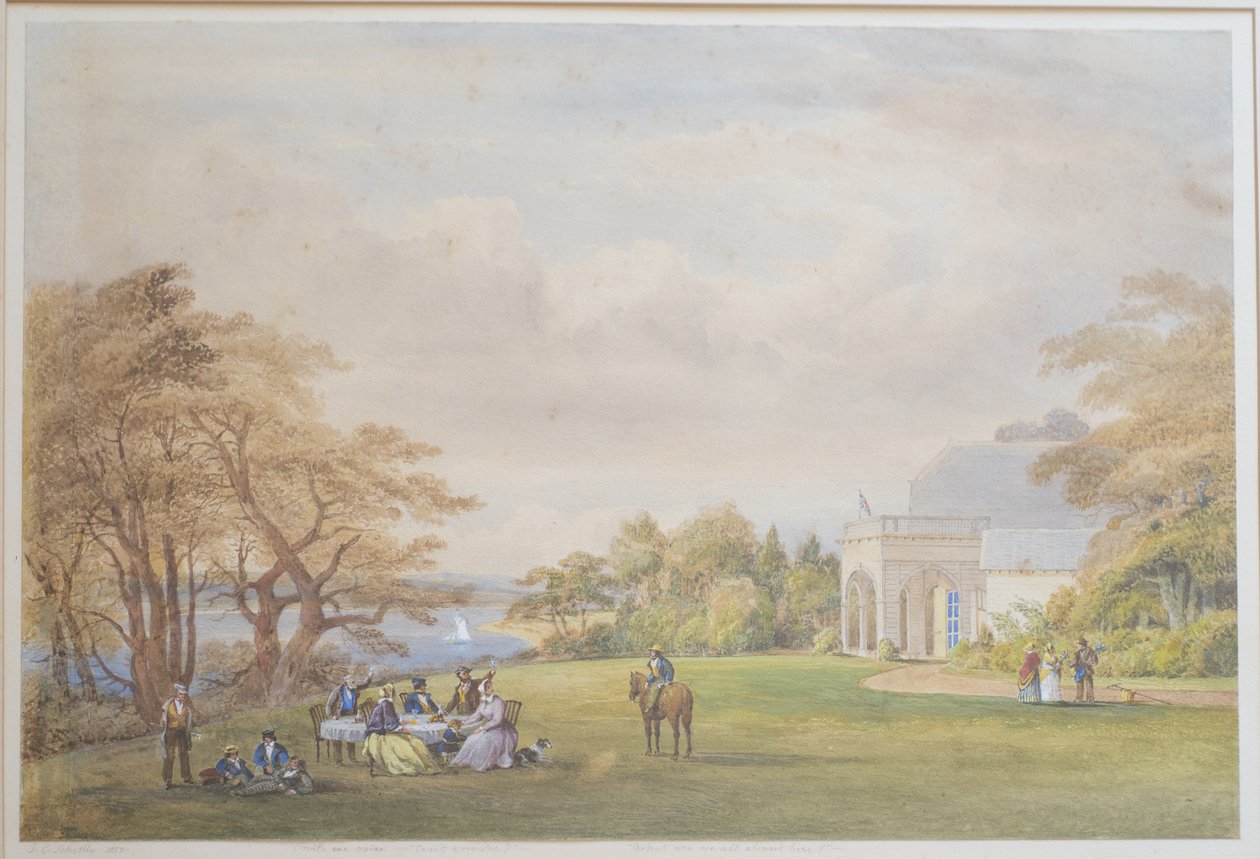 Drummond Family i Bournehill Cottage, 1858 (wc på papir) af Henry Holland