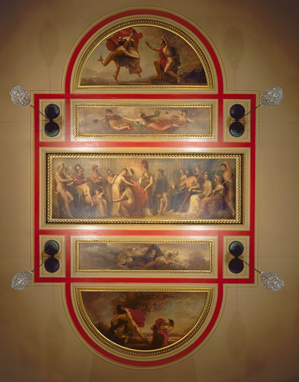 Loft i biblioteket og spisestuen, forestillende Legenden om Pandora, ca. 1834 af Henry Howard