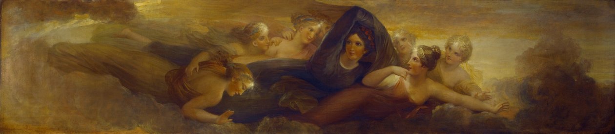 Nat med Plejaderne, 1834 (olie på mahognipanel) af Henry Howard