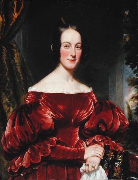 Portræt af fru Robert Lowden, ca.1837 (olie på panel) af Henry Inman