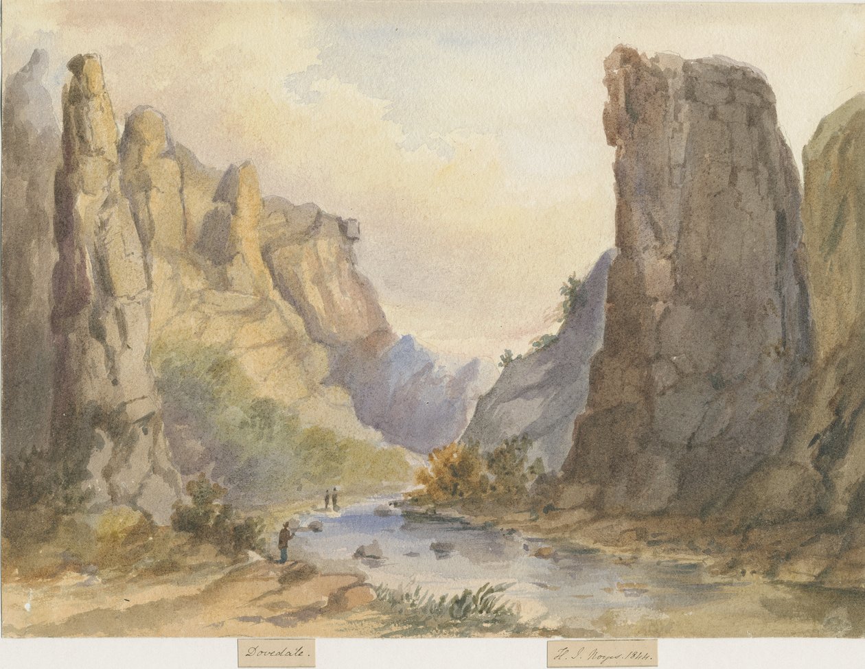 Dovedale - landskab: akvarelmaleri, 1844 af Henry James Noyes