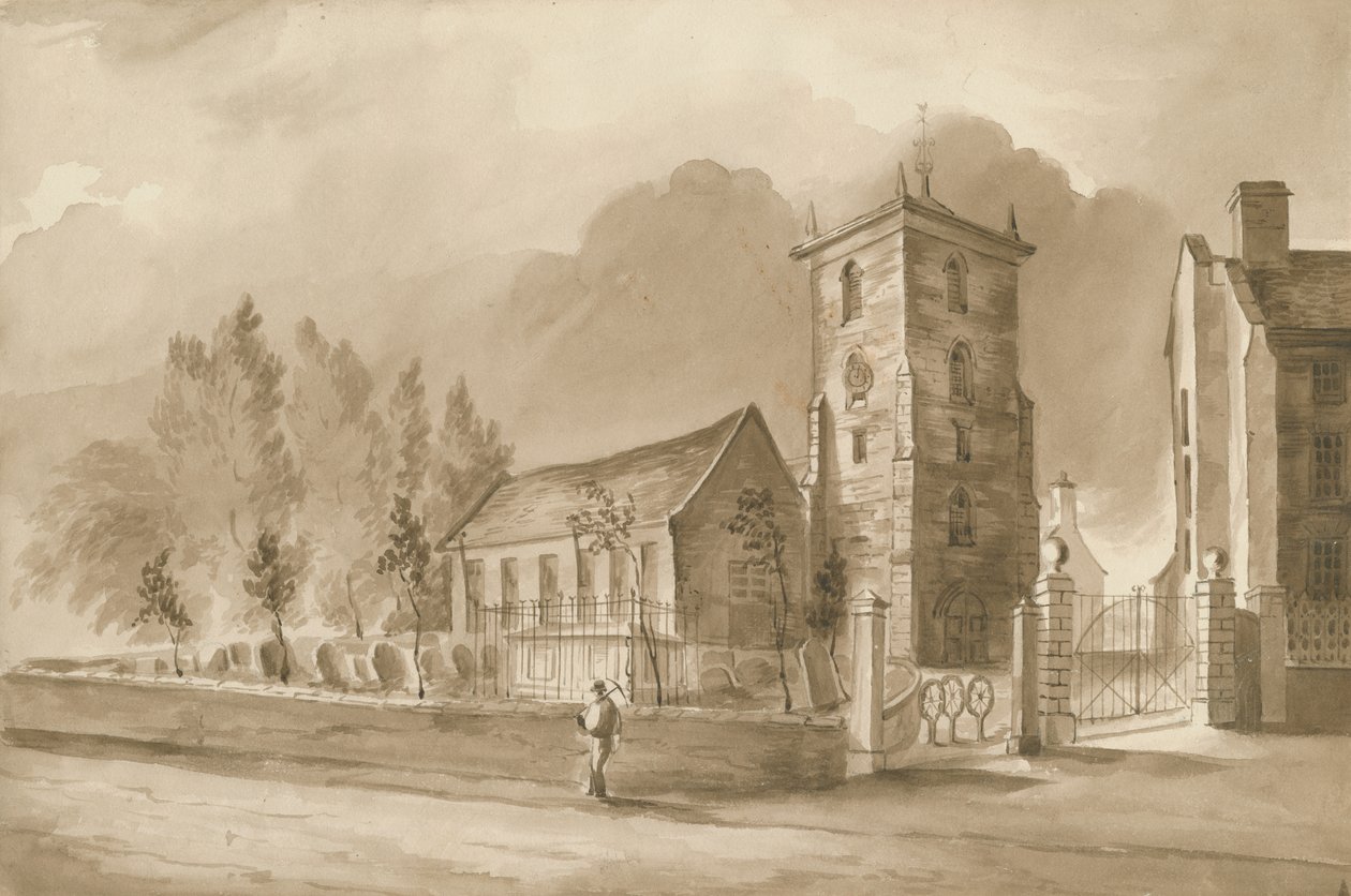 Willenhall Church: sepia tegning, nd [1844] (tegning) af Henry James Noyes