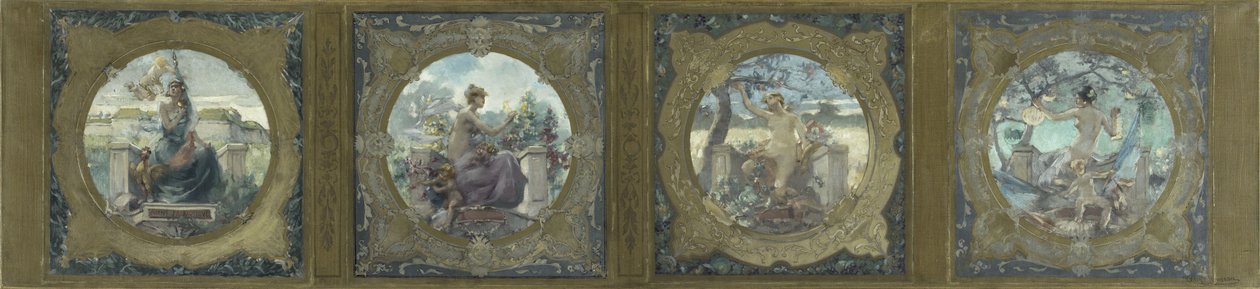 Skitse til Galerie Lobau på Hôtel de Ville i Paris: Les chants : Chants patriotiques, i 1890 (olie på lærred) af Henry Jean Louis Boureau