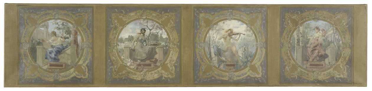 Skitse til Lobau-galleriet på rådhuset i Paris: Les Arts af Henry Jean Louis Boureau