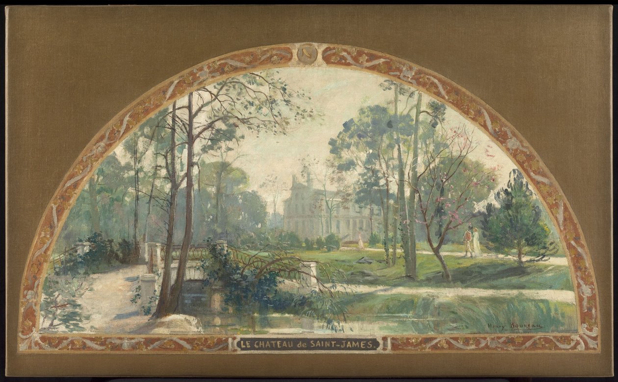 Skitse til den store trappe på rådhuset i Neuilly-sur-Seine: Le château de Saint-James, mellem 1908 og 1912 (olie på lærred) af Henry Jean Louis Boureau