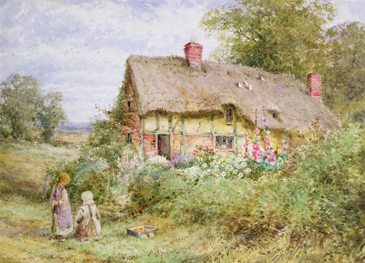A Bedfordshire Cottage (akvarel) af Henry John Sylvester Stannard