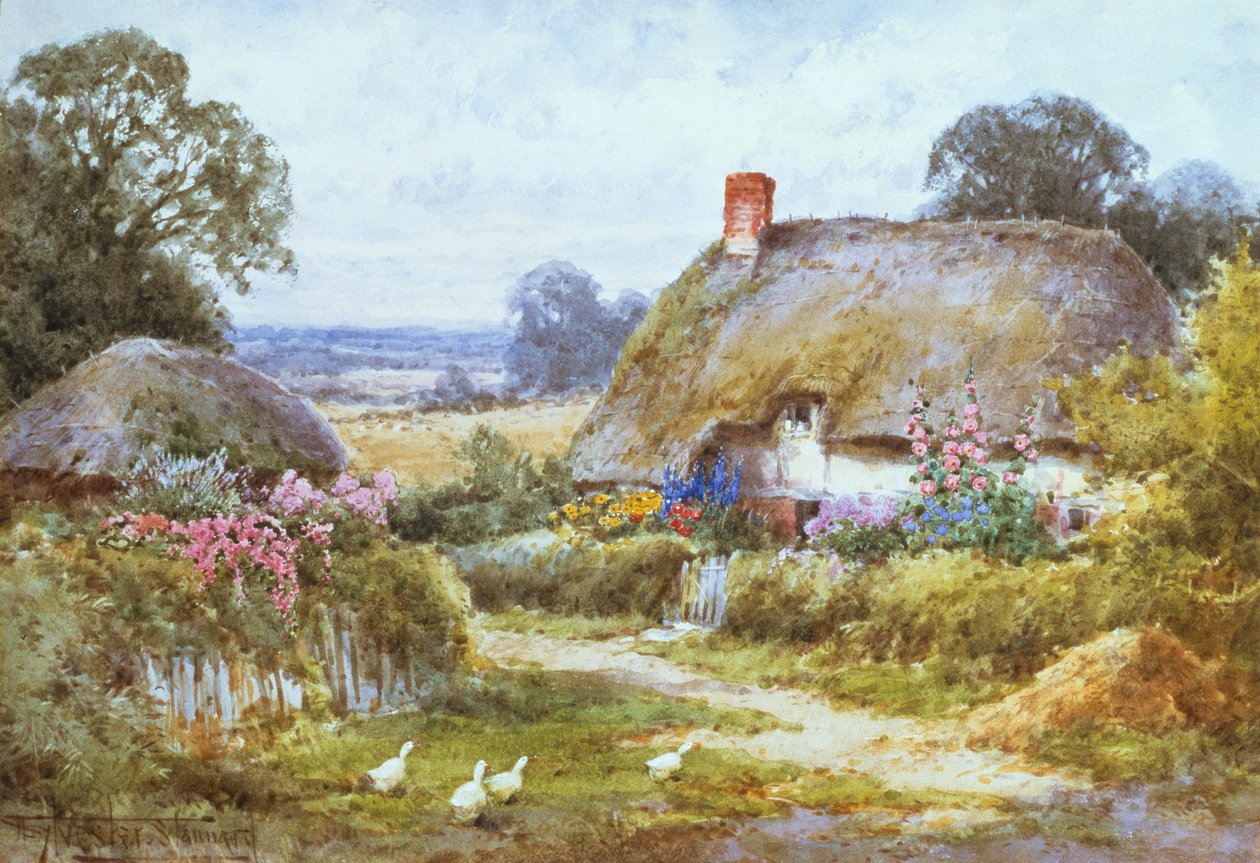 Et sommerhus om sommeren (akvarel) af Henry John Sylvester Stannard