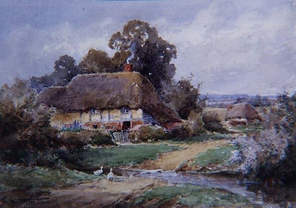 A Hampshire Watersplash (akvarel) af Henry John Sylvester Stannard