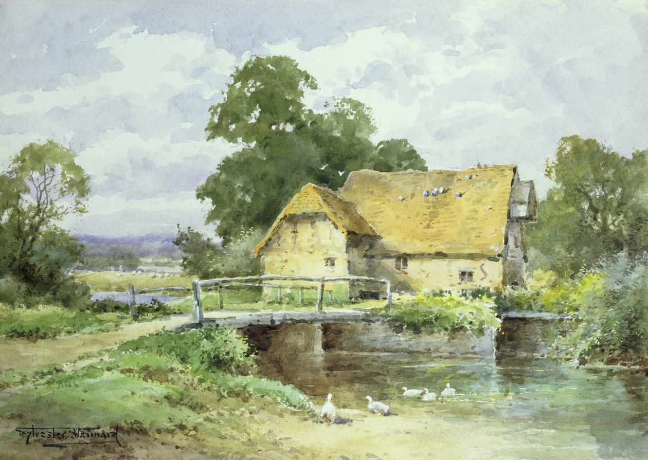 Af en Surrey Watermill (akvarel) af Henry John Sylvester Stannard