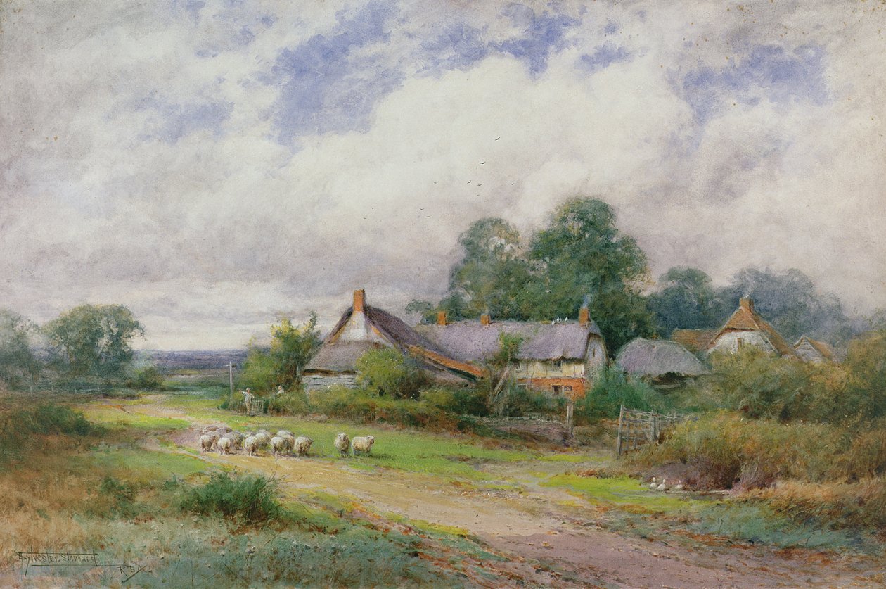 Hjem fra markedet, A Bedfordshire Hamlet af Henry John Sylvester Stannard