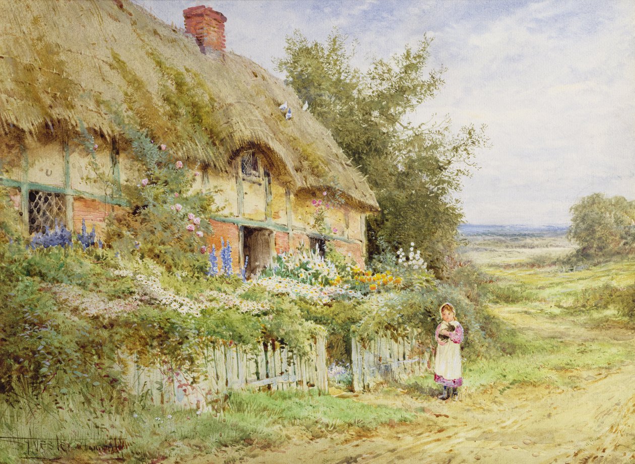 The Pet Rabbit (olie på lærred) af Henry John Sylvester Stannard