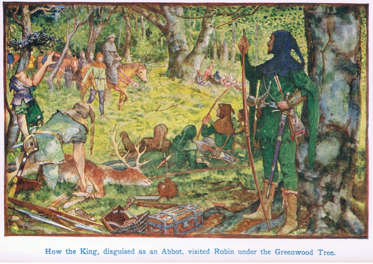 Hvordan kongen forklædt som en abbed besøgte Robin under Greenwood-træet af Henry Justice Ford