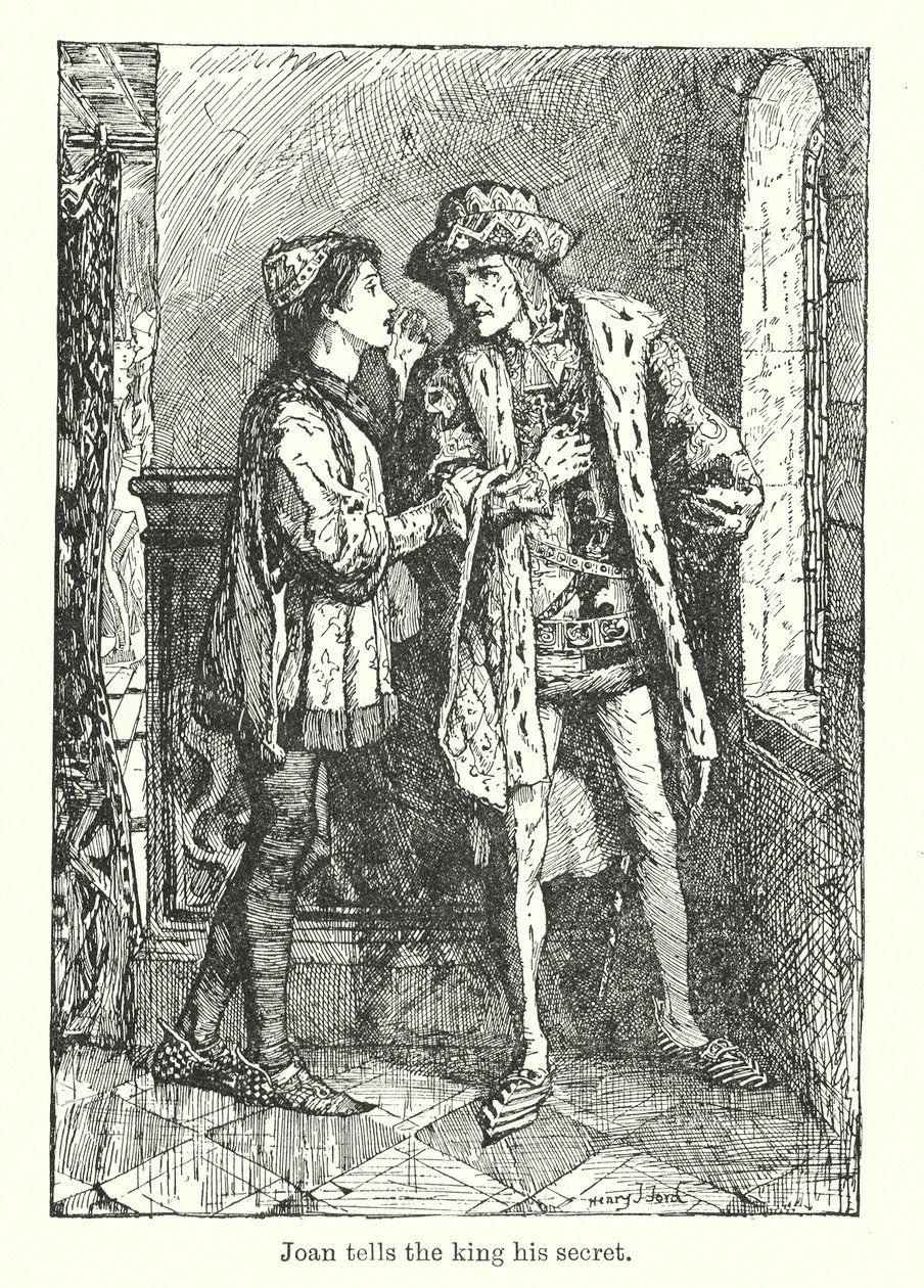 Joan fortæller kongen sin hemmelighed (litografi) af Henry Justice Ford