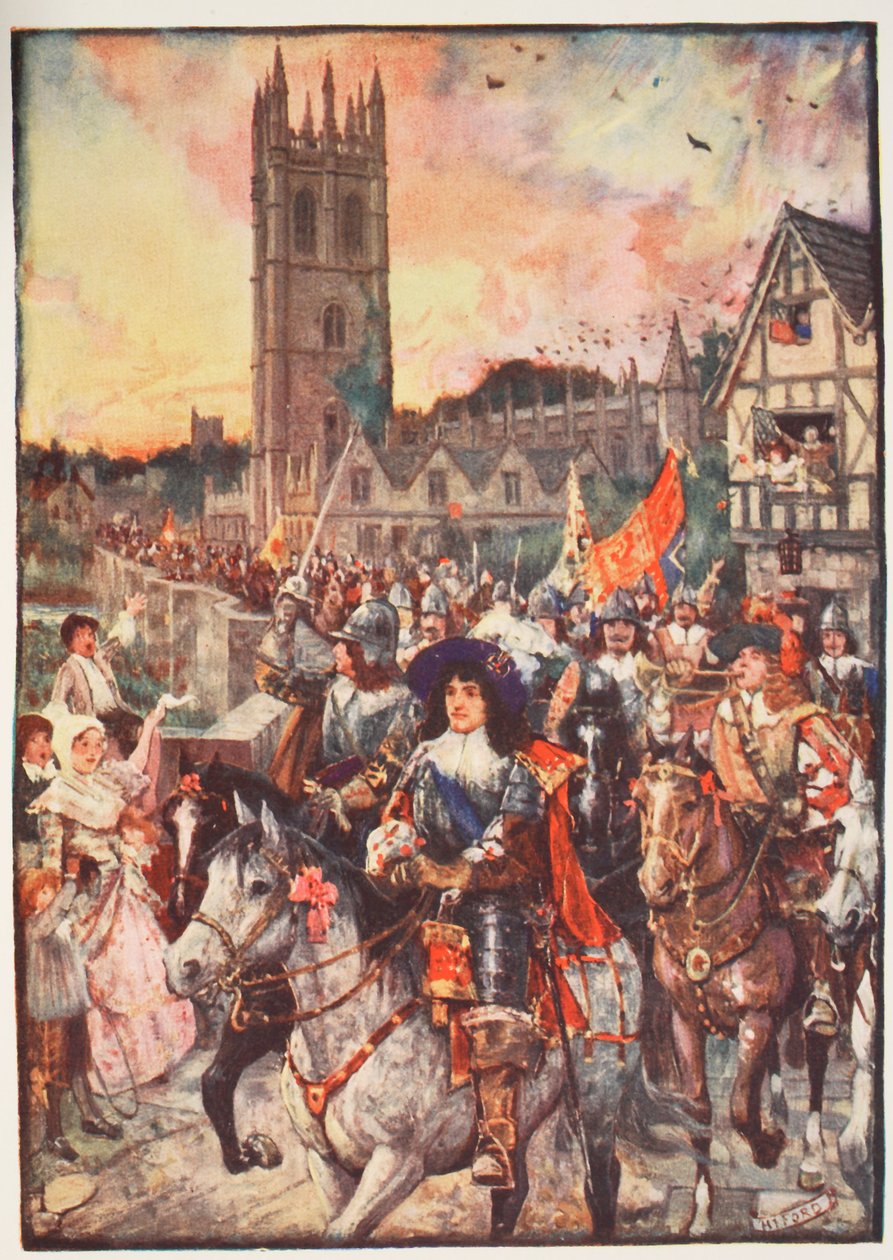 Prins Rupert i Oxford, går i kamp, illustration fra 