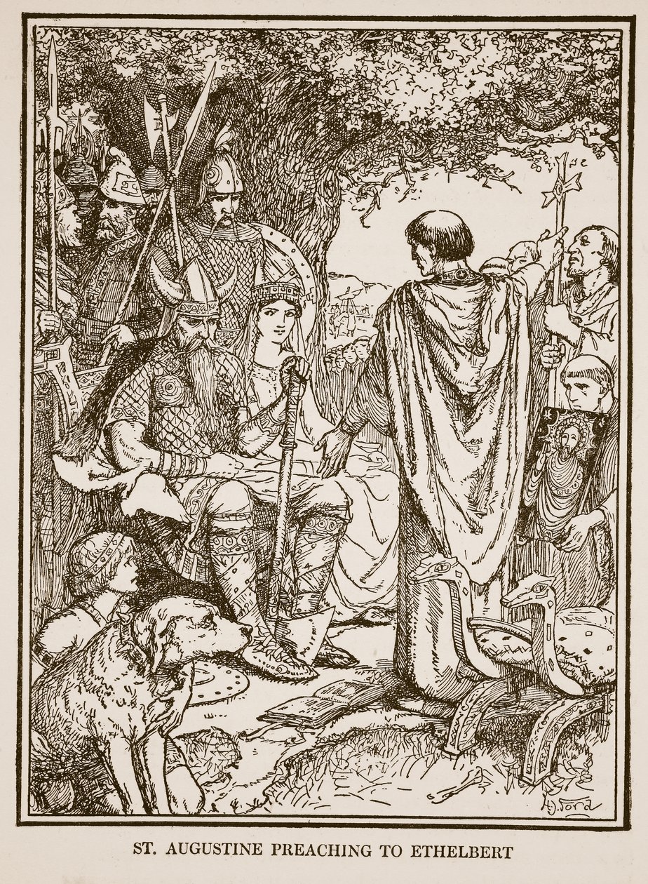 St. Augustine prædiker for Ethelbert, illustration fra 