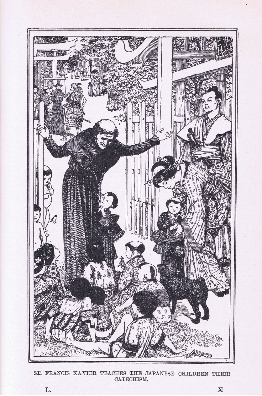 St. Francis Xavier underviser de japanske børn i deres katekes, 1912 af Henry Justice Ford