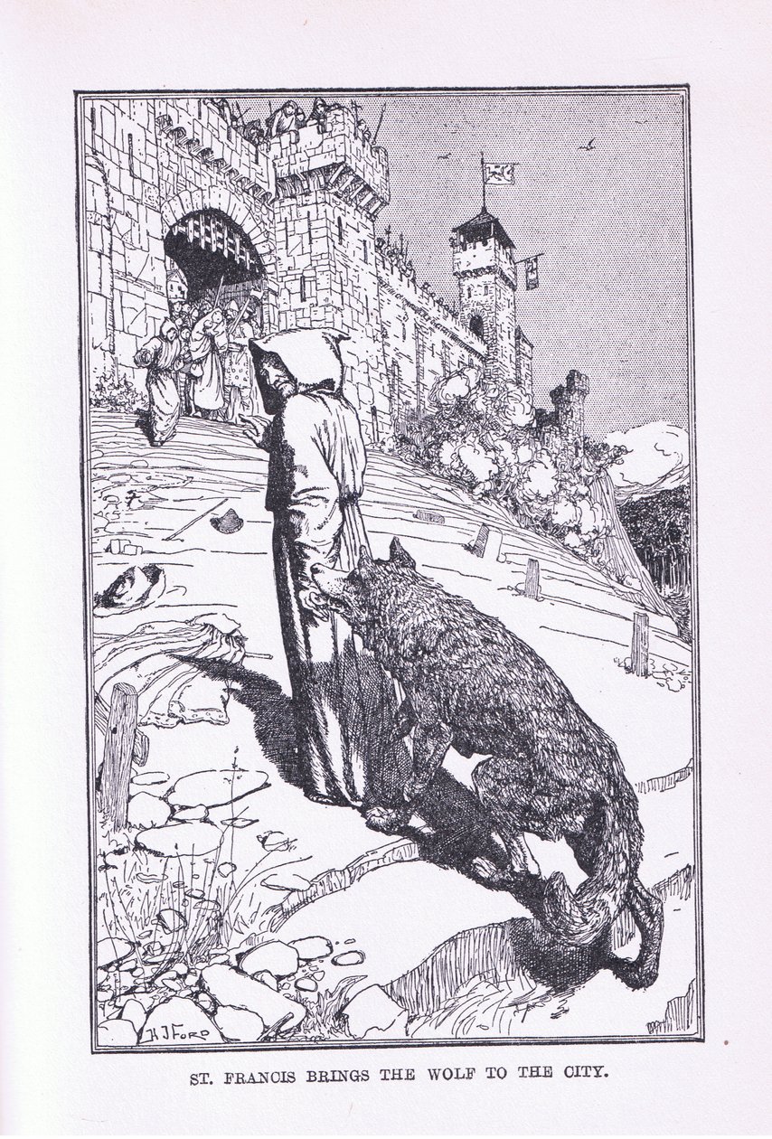 St Francis bringer ulven til byen, 1912 af Henry Justice Ford
