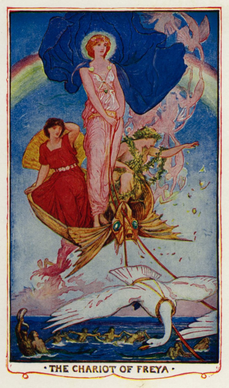 Frejas vogn (farvelitografi) af Henry Justice Ford