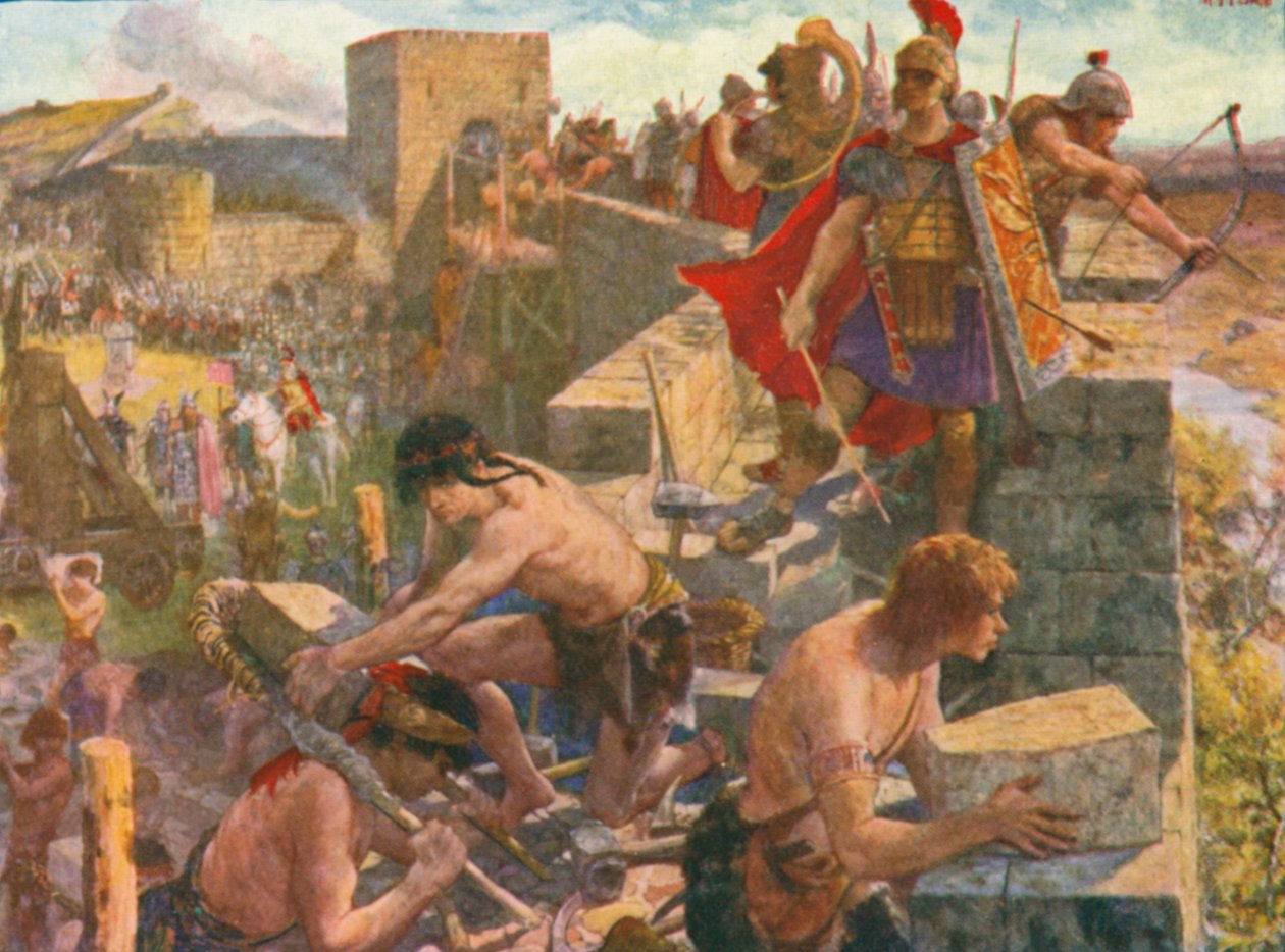 Den romerske mur (farvelitografi) af Henry Justice Ford