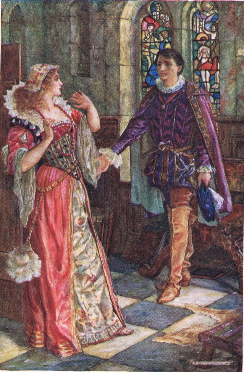 Mødet mellem Amy og Tresilian i Cumnor Place, illustration fra 