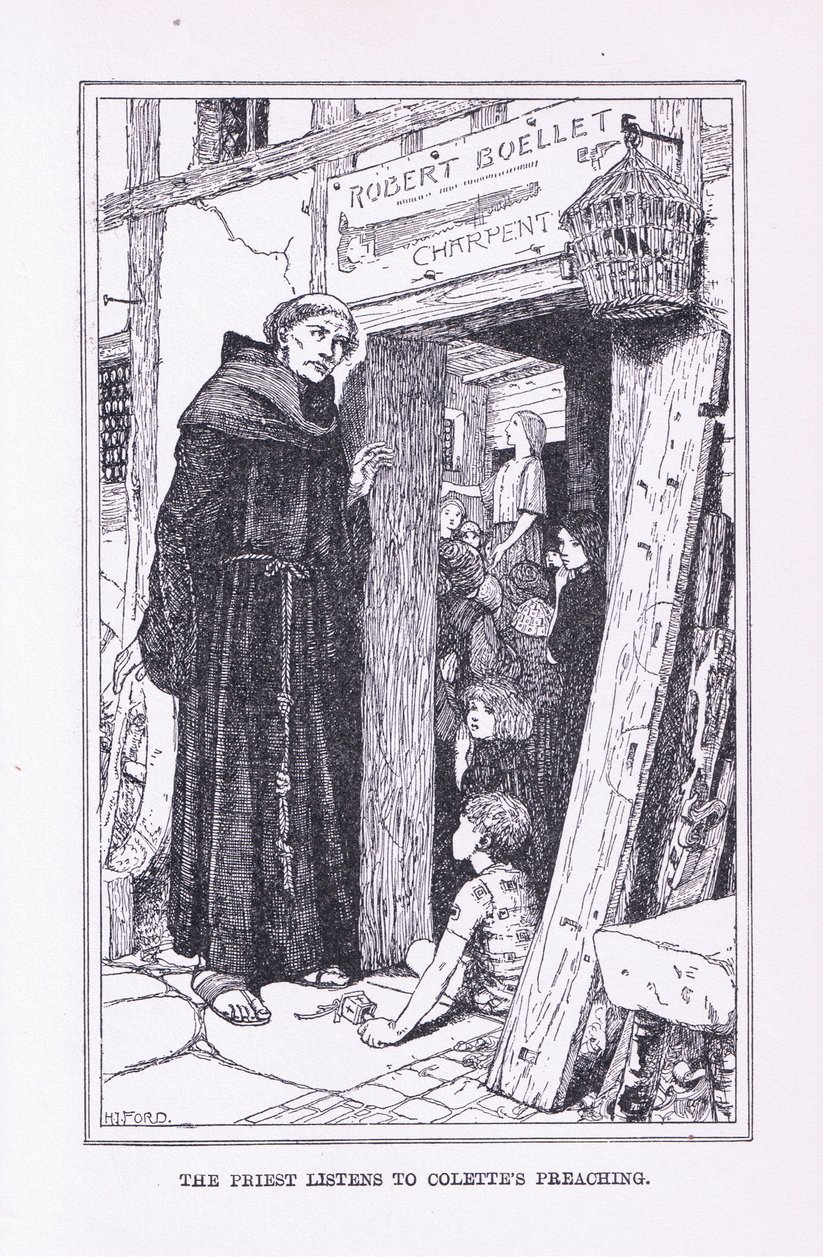 Præsten lytter til Colettes prædiken, 1912 af Henry Justice Ford