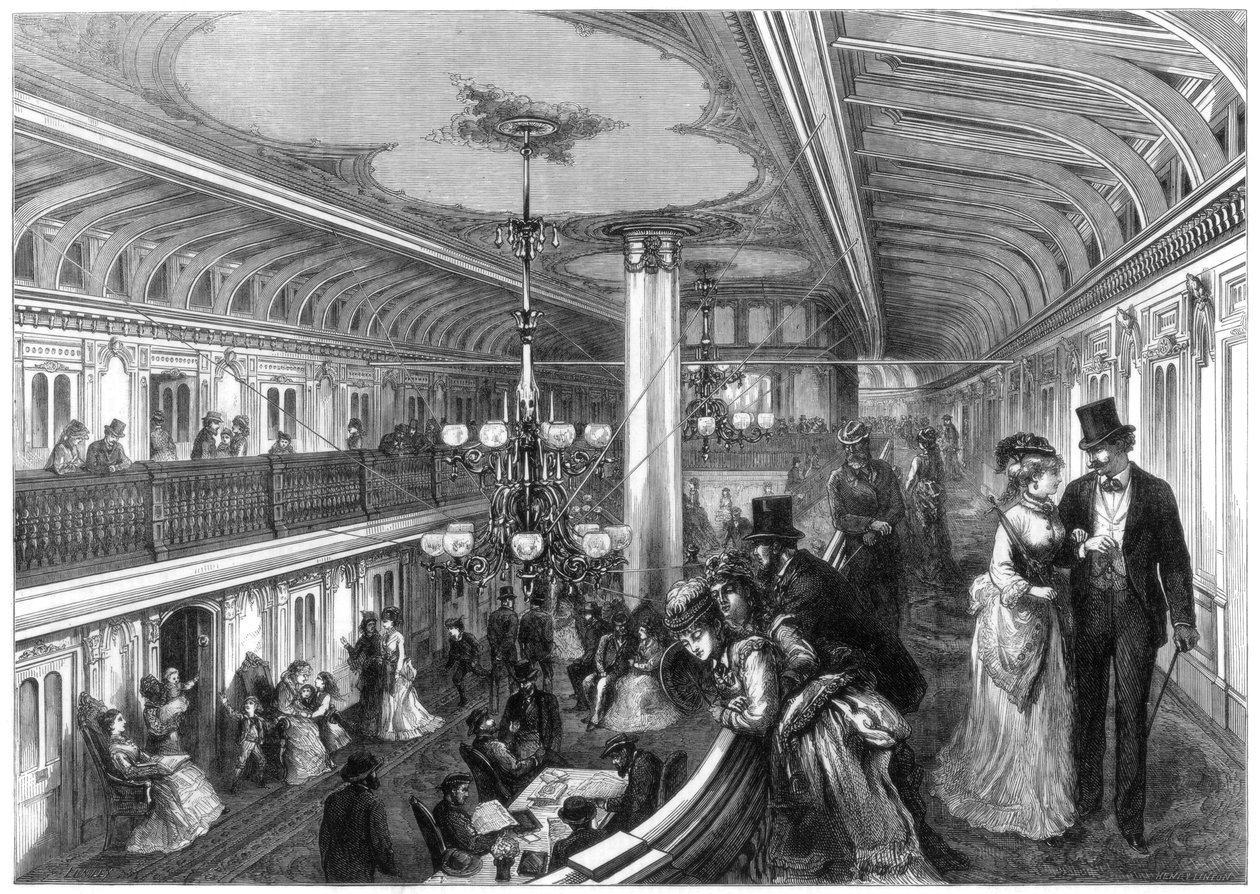 Saloon af en dampbåd, 1875 af Henry Linton