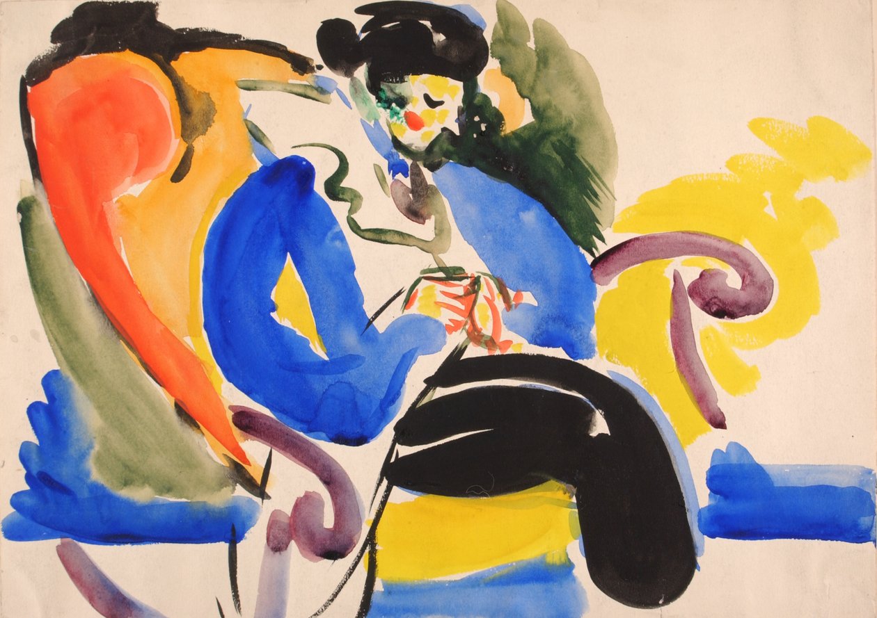 Kalligrafisk #2 kvinde på stol, 1914-1918. af Henry Lyman Saÿen