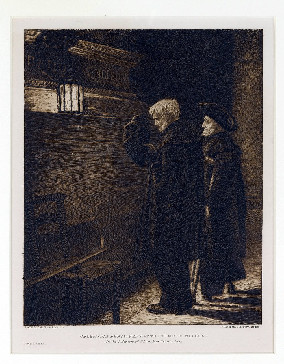 To beboere på Greenwich Hospital, indsamlet fra Horatio Nelsons (1758-1805) grav i Saint Paul