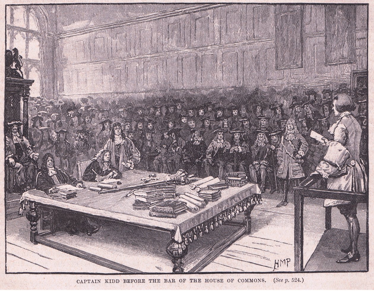 Kaptajn Kidd foran baren i Underhuset AD 1701 af Henry Marriott Paget