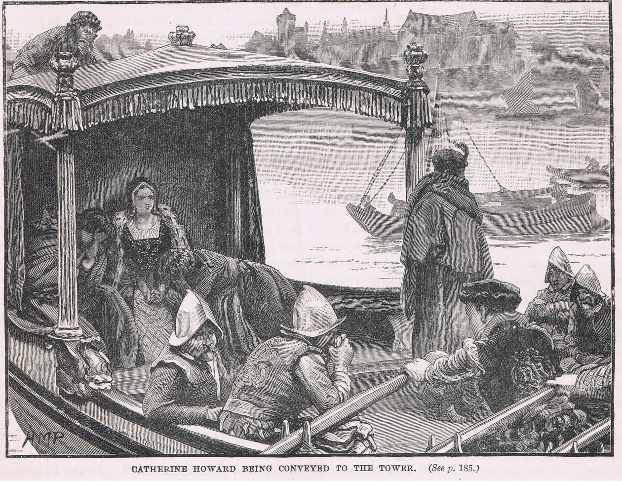 Catherine Howard bliver transporteret til Tower 1542 af Henry Marriott Paget
