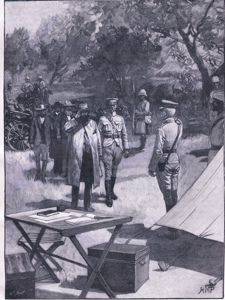 Cronjes overgivelse, illustration fra Cassells History of England, 1900-tallet af Henry Marriott Paget