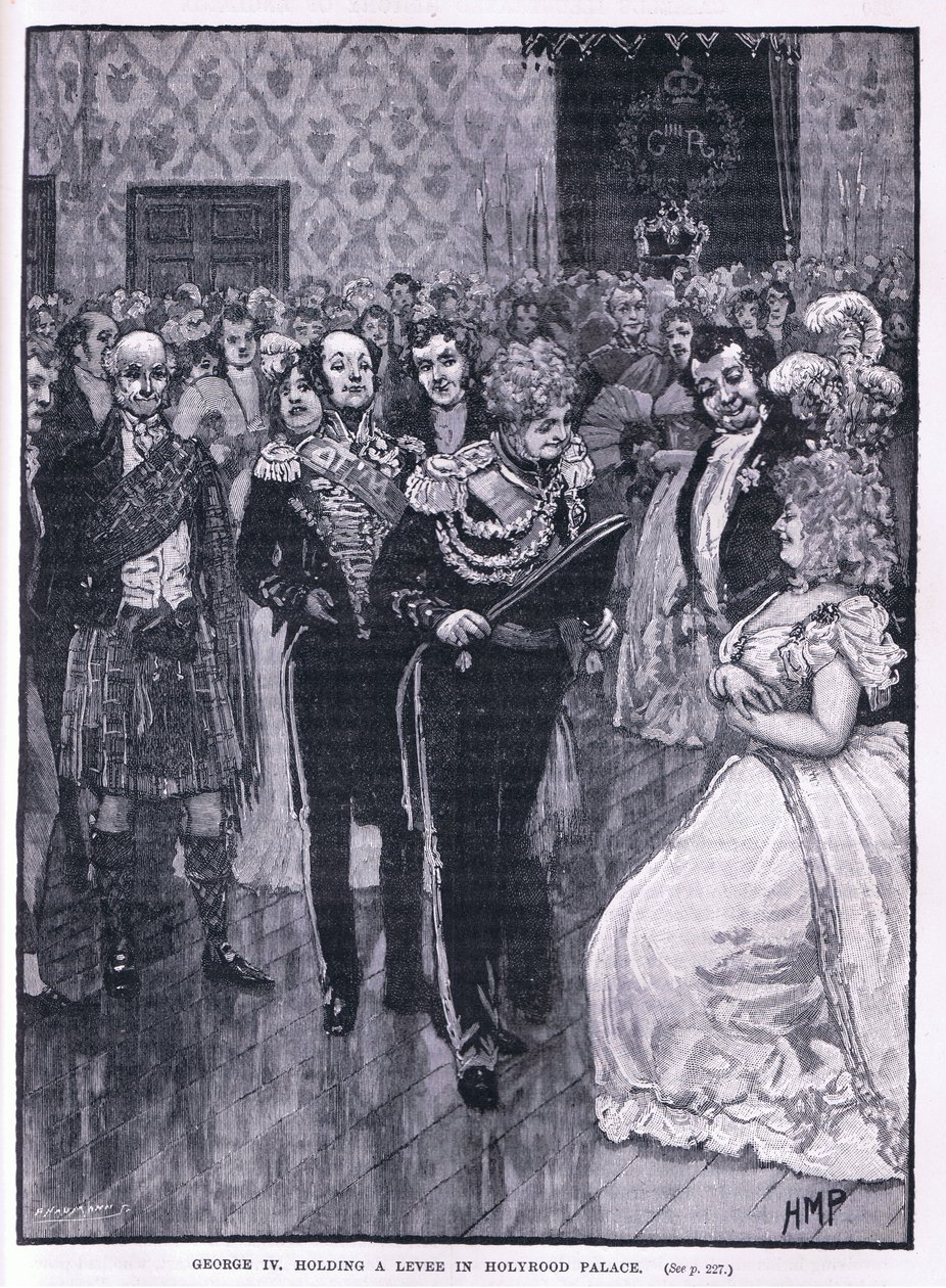 George IV holder en dige i Holyrood Palace 1822 af Henry Marriott Paget