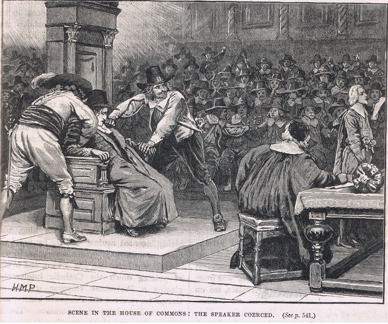 Scene i Underhuset: taleren tvang 1630 af Henry Marriott Paget