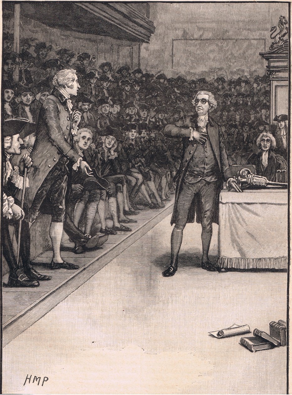 Scene i Underhuset: brud mellem Burke og Fox AD 1791 af Henry Marriott Paget