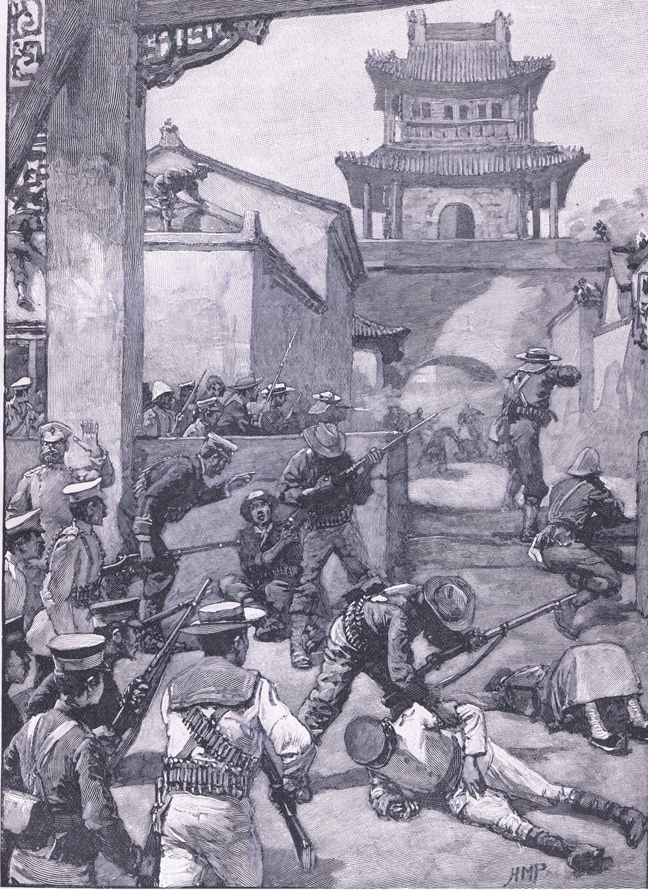 The War in China: The fighting in Tientsin, illustration fra Cassells History of England, 1900-tallet af Henry Marriott Paget