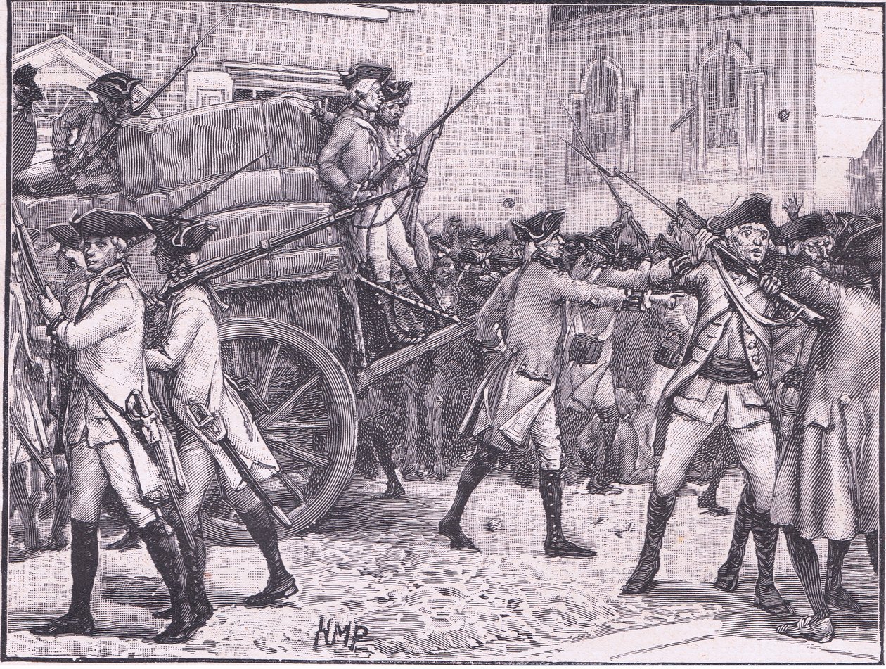 Tropper eskorterer det stemplede papir til Rådhuset, New York AD 1765 af Henry Marriott Paget