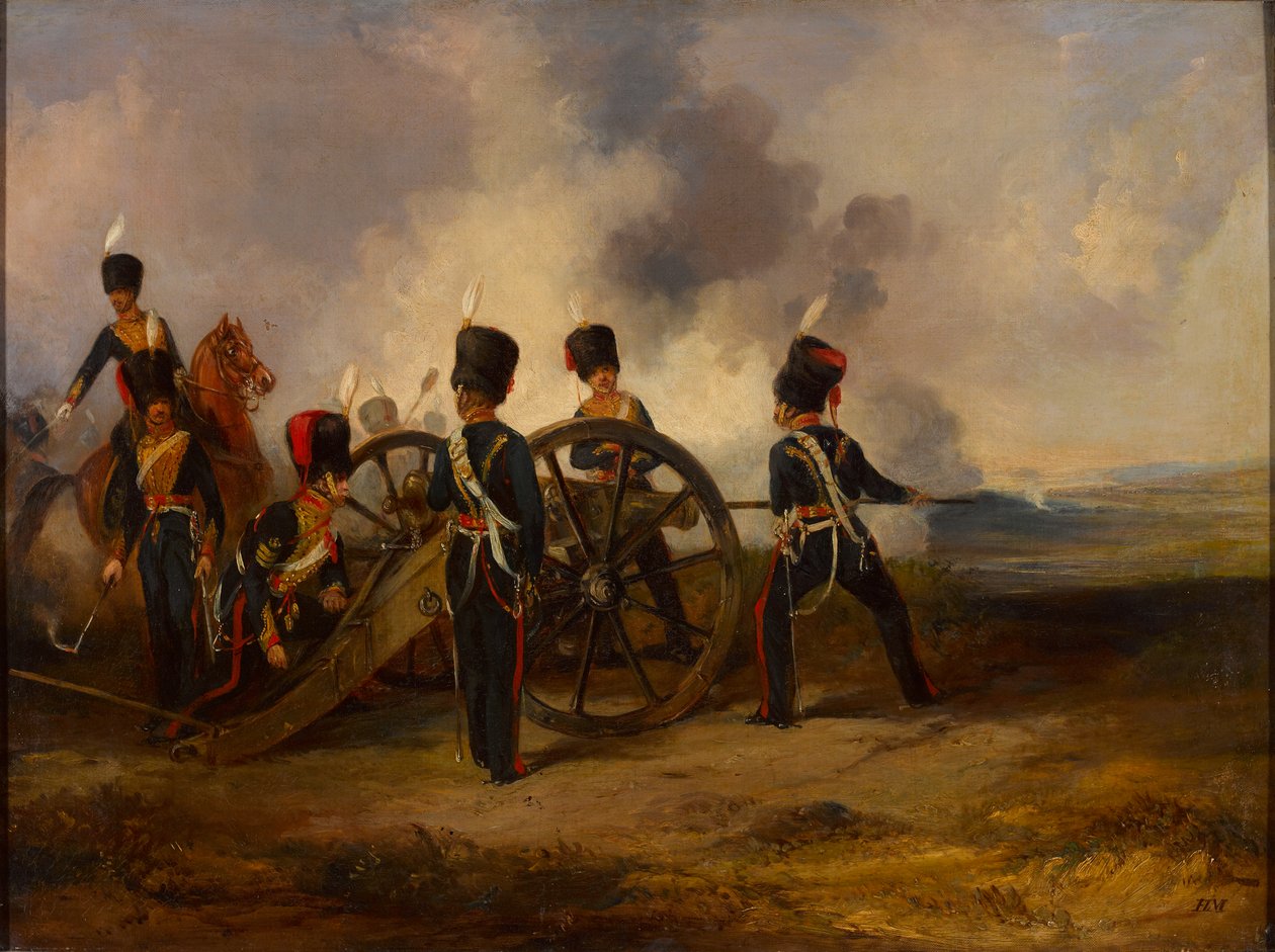 En Royal Horse Artillery gun besætning laster, 1844 ca af Henry Martens