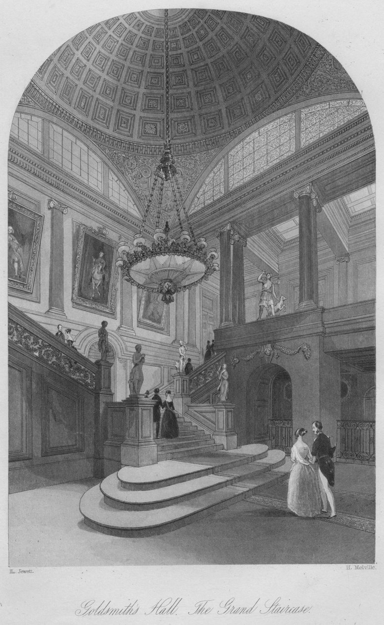 Guldsmedehallen. Den store trappe, c1841 af Henry Melville