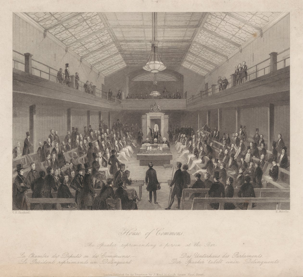 Underhuset/ Formanden irettesætter en person i baren af Henry Melville