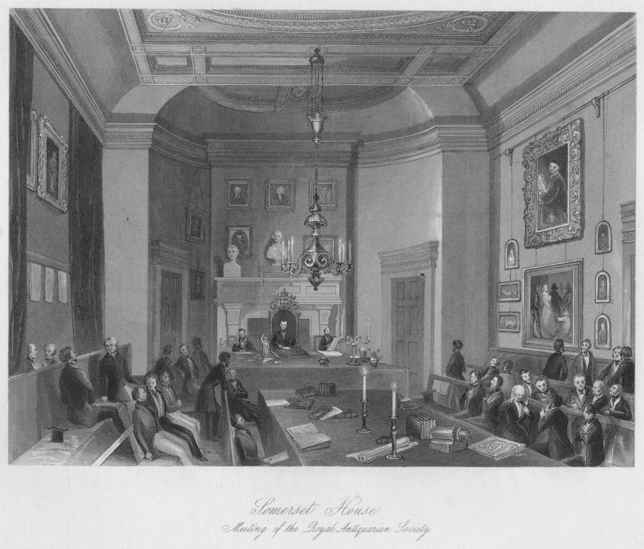 Somerset hus. Møde i Royal Antiquarian Society, c1841 af Henry Melville
