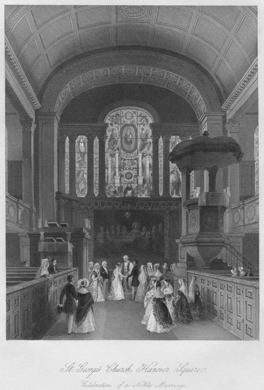 St. Georges Kirke, Hannover Square. Fejring af et ædelt ægteskab, c1841 af Henry Melville