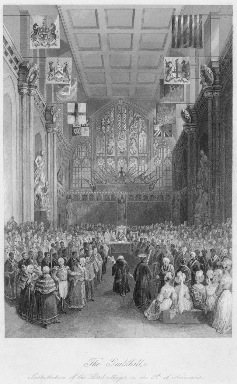 The Guildhall. Indsættelse af overborgmesteren den 8. november c1841 af Henry Melville