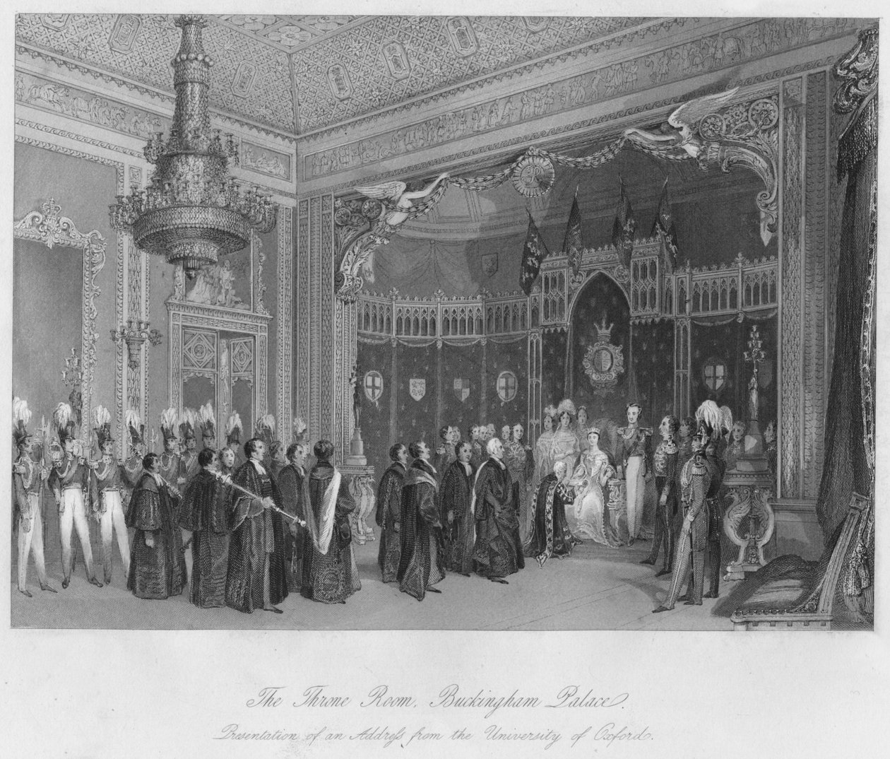 Throne Room, Buckingham Palace. Præsentation af en adresse fra University of Oxford, c184 af Henry Melville