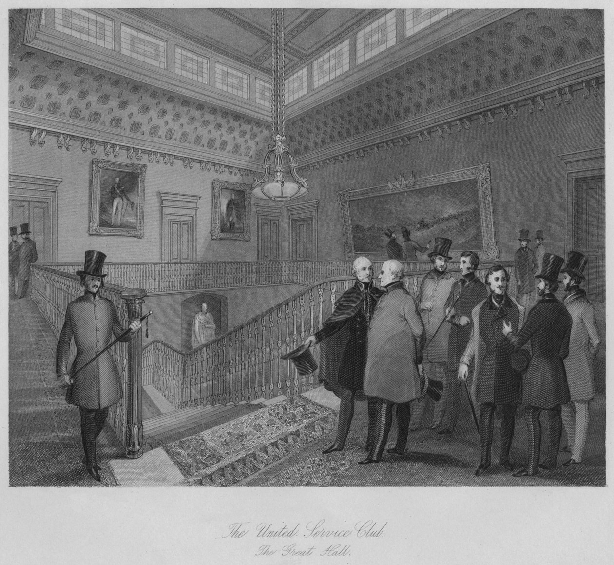 Den Forenede Serviceklub. Den Store Sal, c1841 af Henry Melville