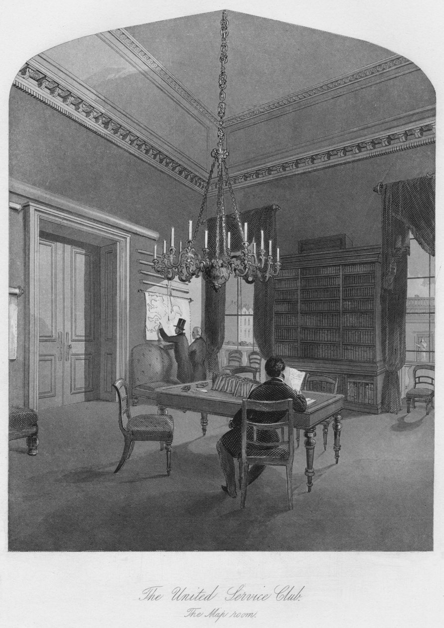 Den Forenede Serviceklub. Kortrummet, c1841 af Henry Melville